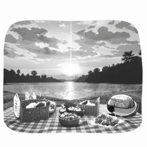 Um piquenique gourmet ao pôr do sol em um parque